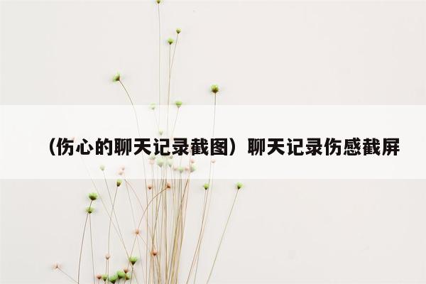 （伤心的聊天记录截图）聊天记录伤感截屏