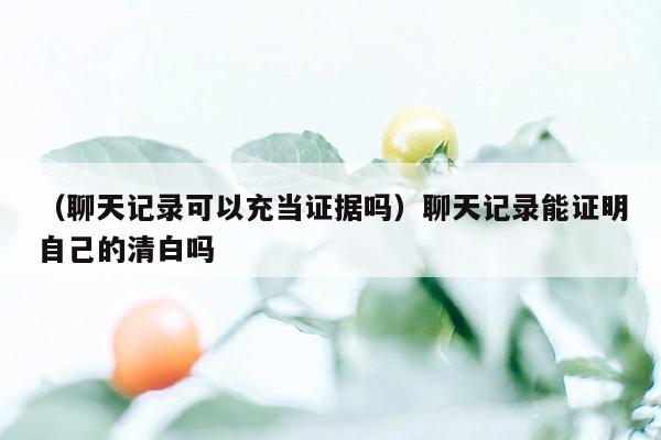 （聊天记录可以充当证据吗）聊天记录能证明自己的清白吗