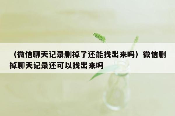 （微信聊天记录删掉了还能找出来吗）微信删掉聊天记录还可以找出来吗