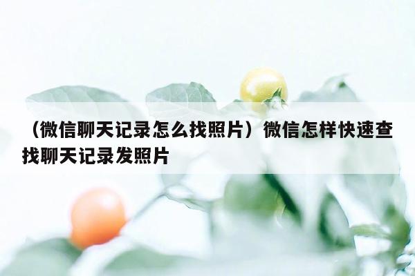 （微信聊天记录怎么找照片）微信怎样快速查找聊天记录发照片