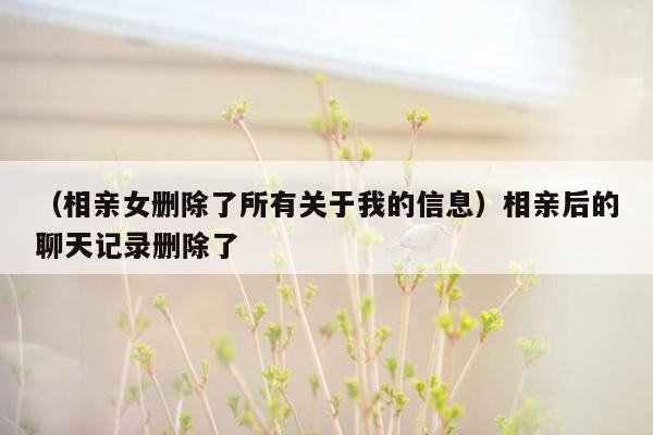 （相亲女删除了所有关于我的信息）相亲后的聊天记录删除了