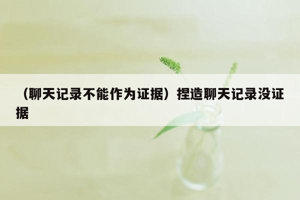 （聊天记录不能作为证据）捏造聊天记录没证据