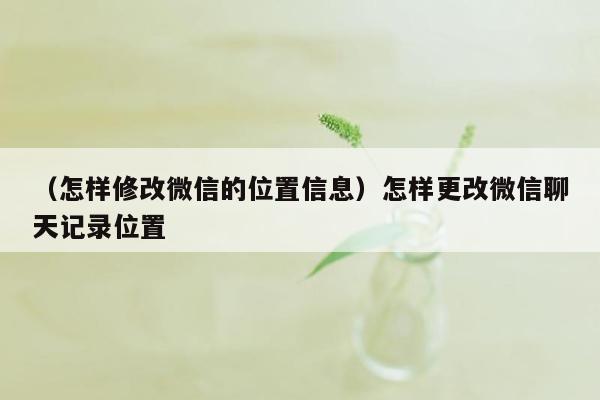 （怎样修改微信的位置信息）怎样更改微信聊天记录位置