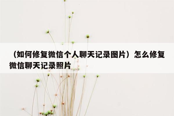 （如何修复微信个人聊天记录图片）怎么修复微信聊天记录照片