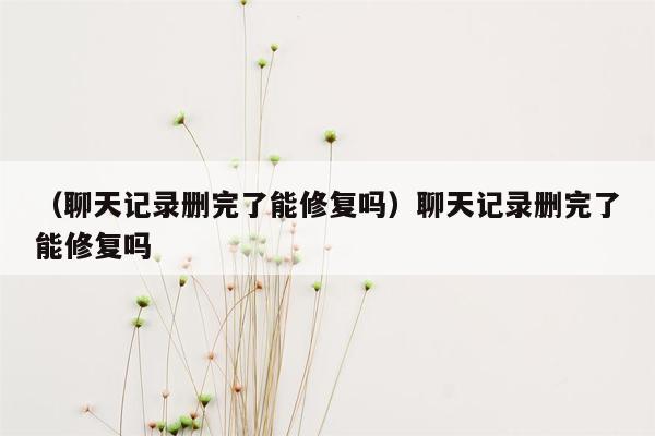 （聊天记录删完了能修复吗）聊天记录删完了能修复吗