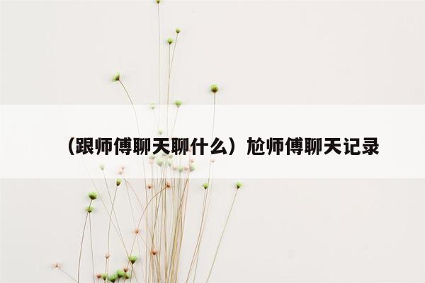 （跟师傅聊天聊什么）尬师傅聊天记录