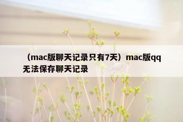 （mac版聊天记录只有7天）mac版qq无法保存聊天记录