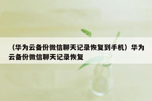 （华为云备份微信聊天记录恢复到手机）华为云备份微信聊天记录恢复