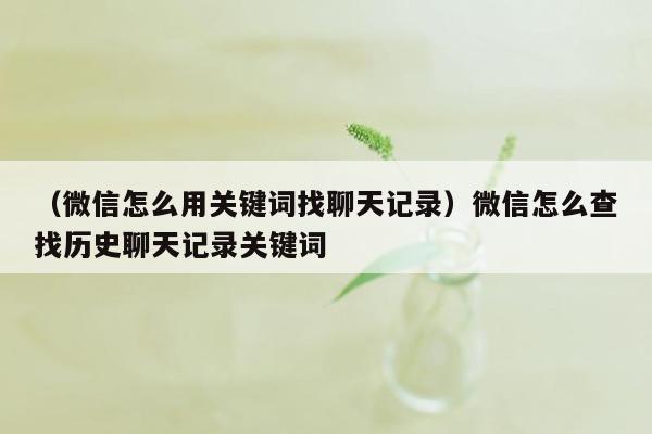 （微信怎么用关键词找聊天记录）微信怎么查找历史聊天记录关键词