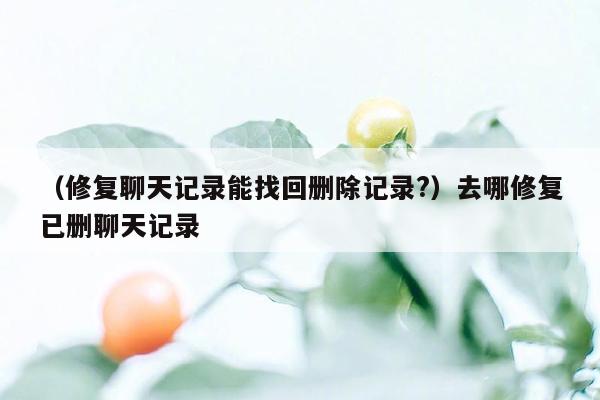 （修复聊天记录能找回删除记录?）去哪修复已删聊天记录