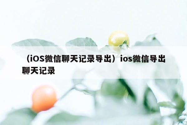 （iOS微信聊天记录导出）ios微信导出聊天记录