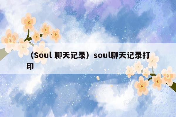 （Soul 聊天记录）soul聊天记录打印