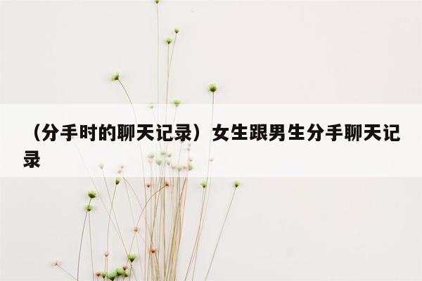 （分手时的聊天记录）女生跟男生分手聊天记录