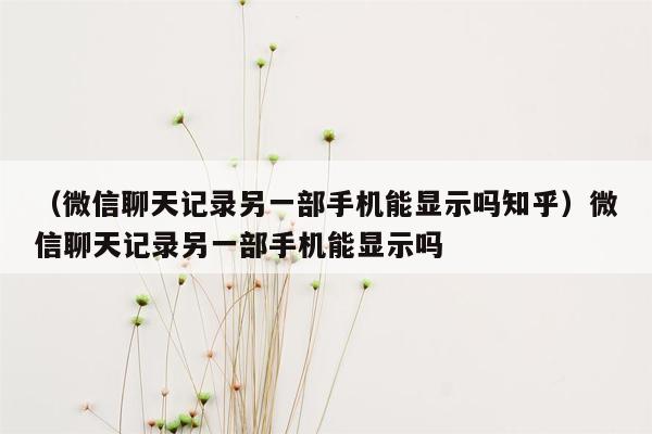 （微信聊天记录另一部手机能显示吗知乎）微信聊天记录另一部手机能显示吗