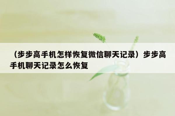 （步步高手机怎样恢复微信聊天记录）步步高手机聊天记录怎么恢复