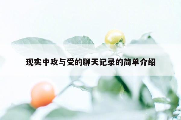 现实中攻与受的聊天记录的简单介绍