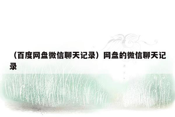 （百度网盘微信聊天记录）网盘的微信聊天记录