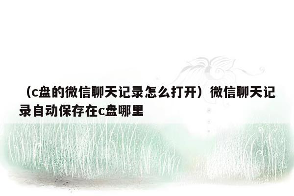 （c盘的微信聊天记录怎么打开）微信聊天记录自动保存在c盘哪里