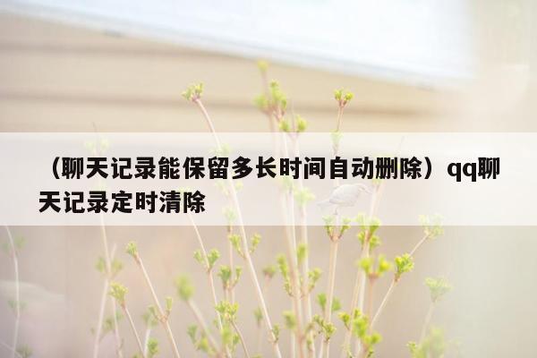 （聊天记录能保留多长时间自动删除）qq聊天记录定时清除