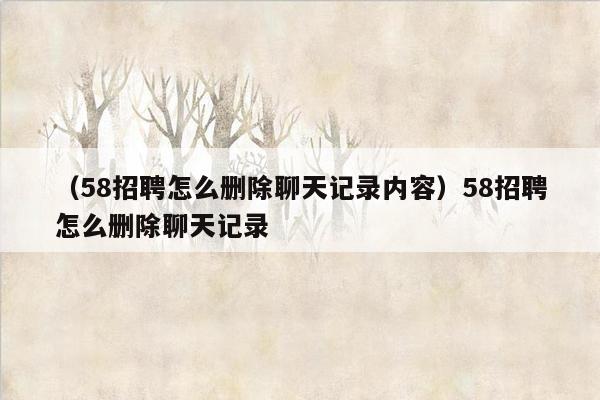 （58招聘怎么删除聊天记录内容）58招聘怎么删除聊天记录