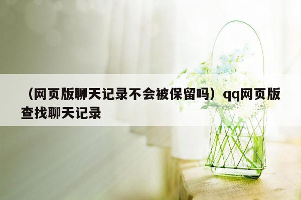 （网页版聊天记录不会被保留吗）qq网页版查找聊天记录