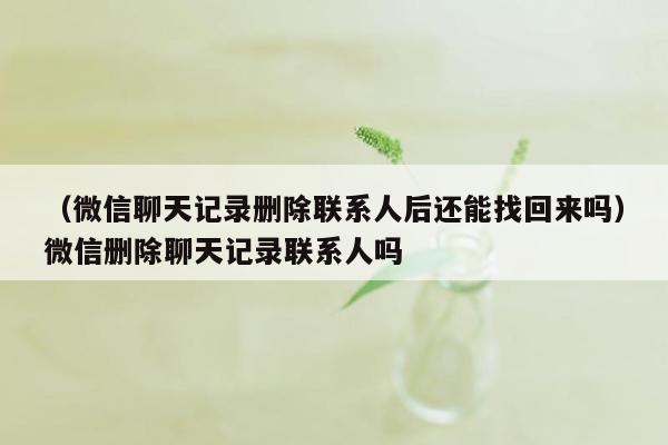 （微信聊天记录删除联系人后还能找回来吗）微信删除聊天记录联系人吗