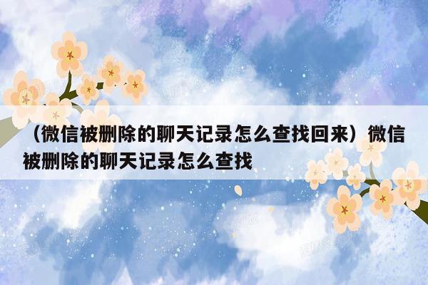 （微信被删除的聊天记录怎么查找回来）微信被删除的聊天记录怎么查找