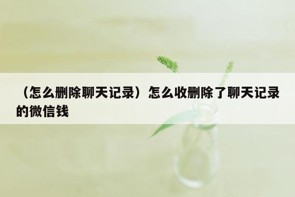 （怎么删除聊天记录）怎么收删除了聊天记录的微信钱