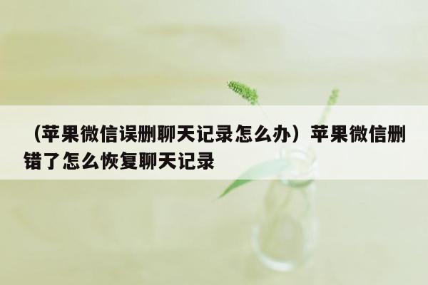 （苹果微信误删聊天记录怎么办）苹果微信删错了怎么恢复聊天记录