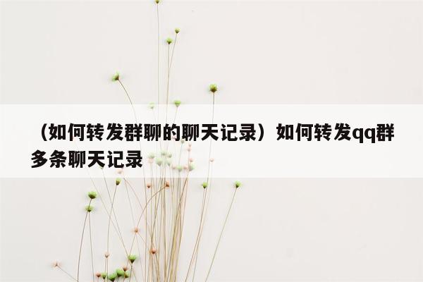 （如何转发群聊的聊天记录）如何转发qq群多条聊天记录