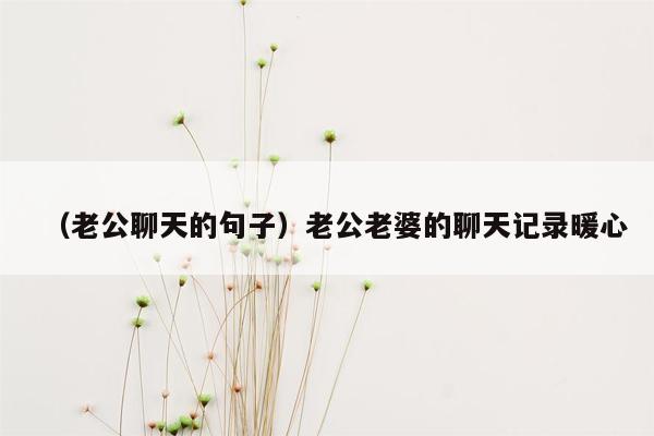 （老公聊天的句子）老公老婆的聊天记录暖心