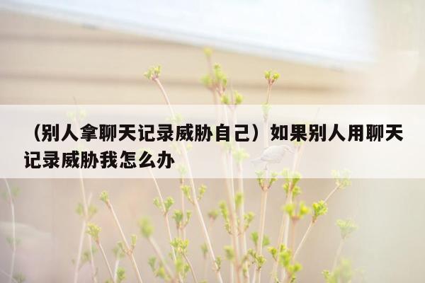 （别人拿聊天记录威胁自己）如果别人用聊天记录威胁我怎么办