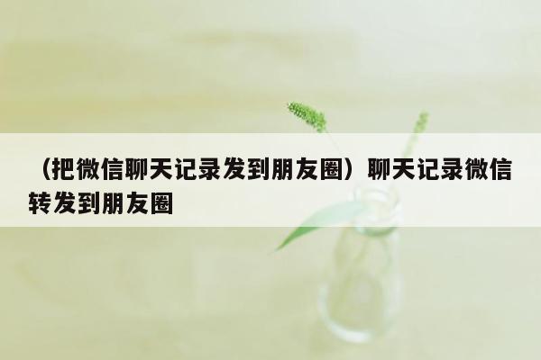 （把微信聊天记录发到朋友圈）聊天记录微信转发到朋友圈