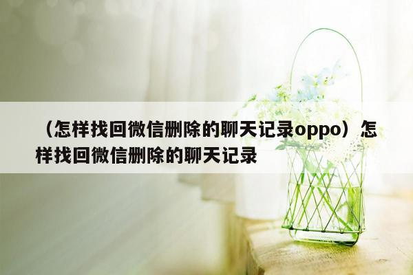 （怎样找回微信删除的聊天记录oppo）怎样找回微信删除的聊天记录