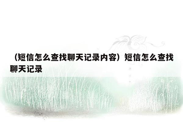 （短信怎么查找聊天记录内容）短信怎么查找聊天记录