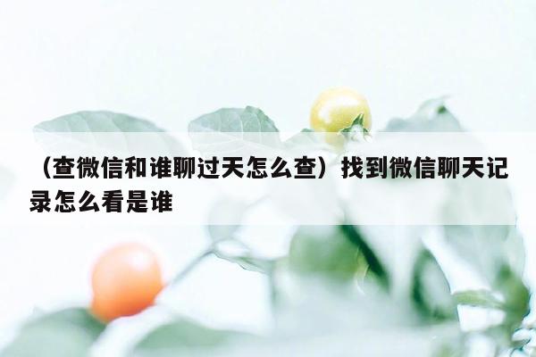 （查微信和谁聊过天怎么查）找到微信聊天记录怎么看是谁