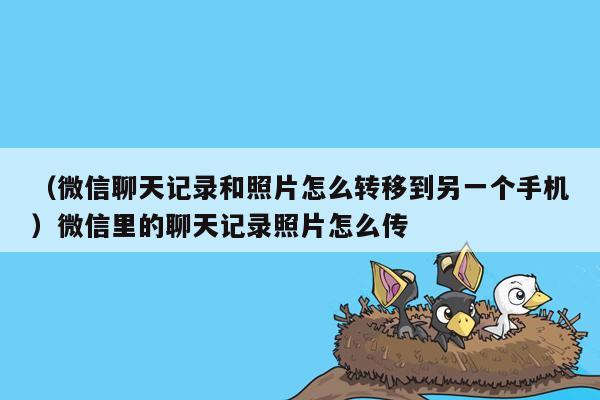 （微信聊天记录和照片怎么转移到另一个手机）微信里的聊天记录照片怎么传