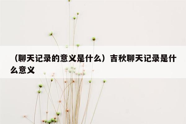 （聊天记录的意义是什么）吉秋聊天记录是什么意义