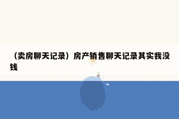 （卖房聊天记录）房产销售聊天记录其实我没钱