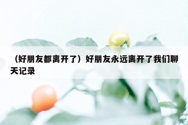 （好朋友都离开了）好朋友永远离开了我们聊天记录