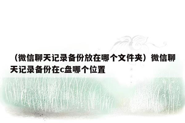 （微信聊天记录备份放在哪个文件夹）微信聊天记录备份在c盘哪个位置