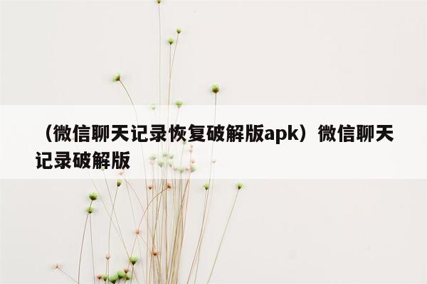 （微信聊天记录恢复破解版apk）微信聊天记录破解版