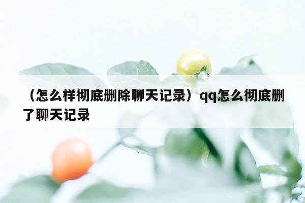 （怎么样彻底删除聊天记录）qq怎么彻底删了聊天记录