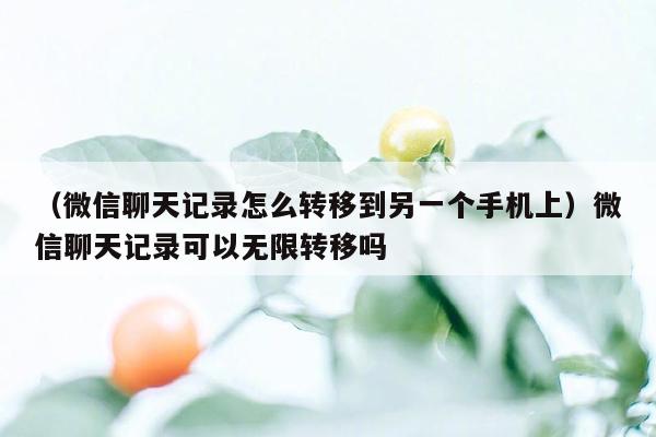 （微信聊天记录怎么转移到另一个手机上）微信聊天记录可以无限转移吗