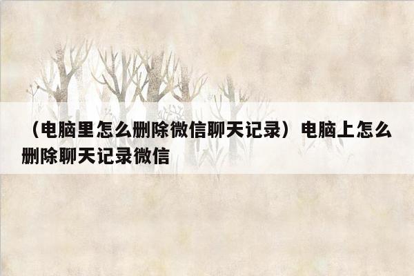 （电脑里怎么删除微信聊天记录）电脑上怎么删除聊天记录微信