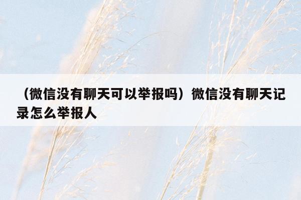 （微信没有聊天可以举报吗）微信没有聊天记录怎么举报人