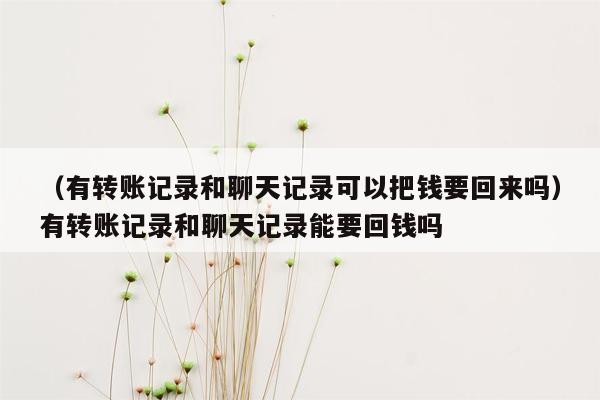 （有转账记录和聊天记录可以把钱要回来吗）有转账记录和聊天记录能要回钱吗