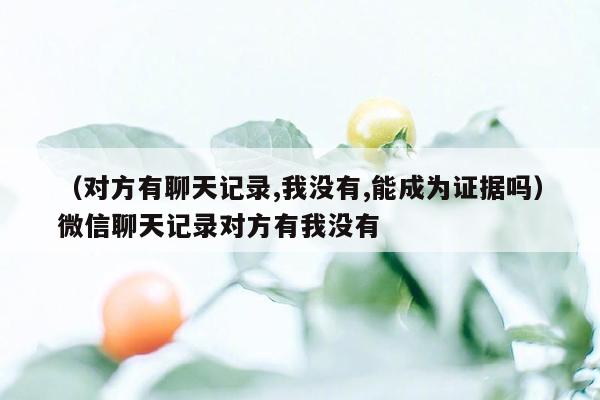 （对方有聊天记录,我没有,能成为证据吗）微信聊天记录对方有我没有