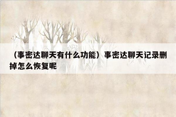 （事密达聊天有什么功能）事密达聊天记录删掉怎么恢复呢